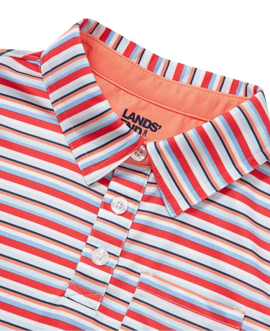 Детские поло с коротким рукавом для активного отдыха Lands' End, Peach Stripe — фото 3