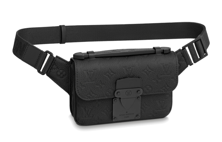 

LOUIS VUITTON Кожаная поясная сумка через плечо Cow Leather мужская Black