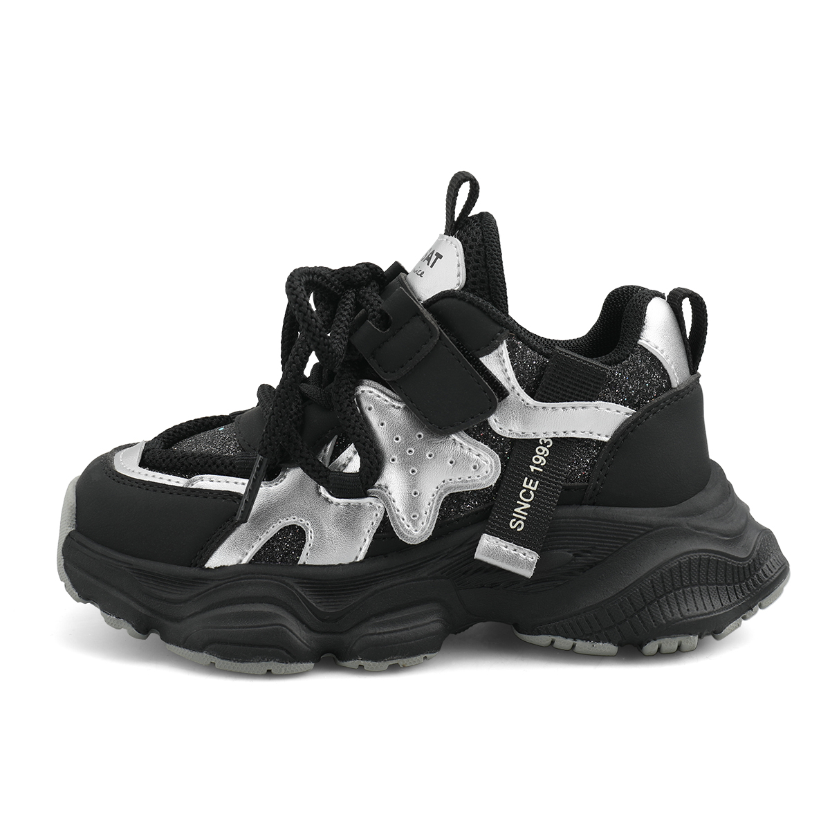 

Легкие амортизирующие низкие детские кроссовки для повседневной жизни ST&SAT, черный/серебряный