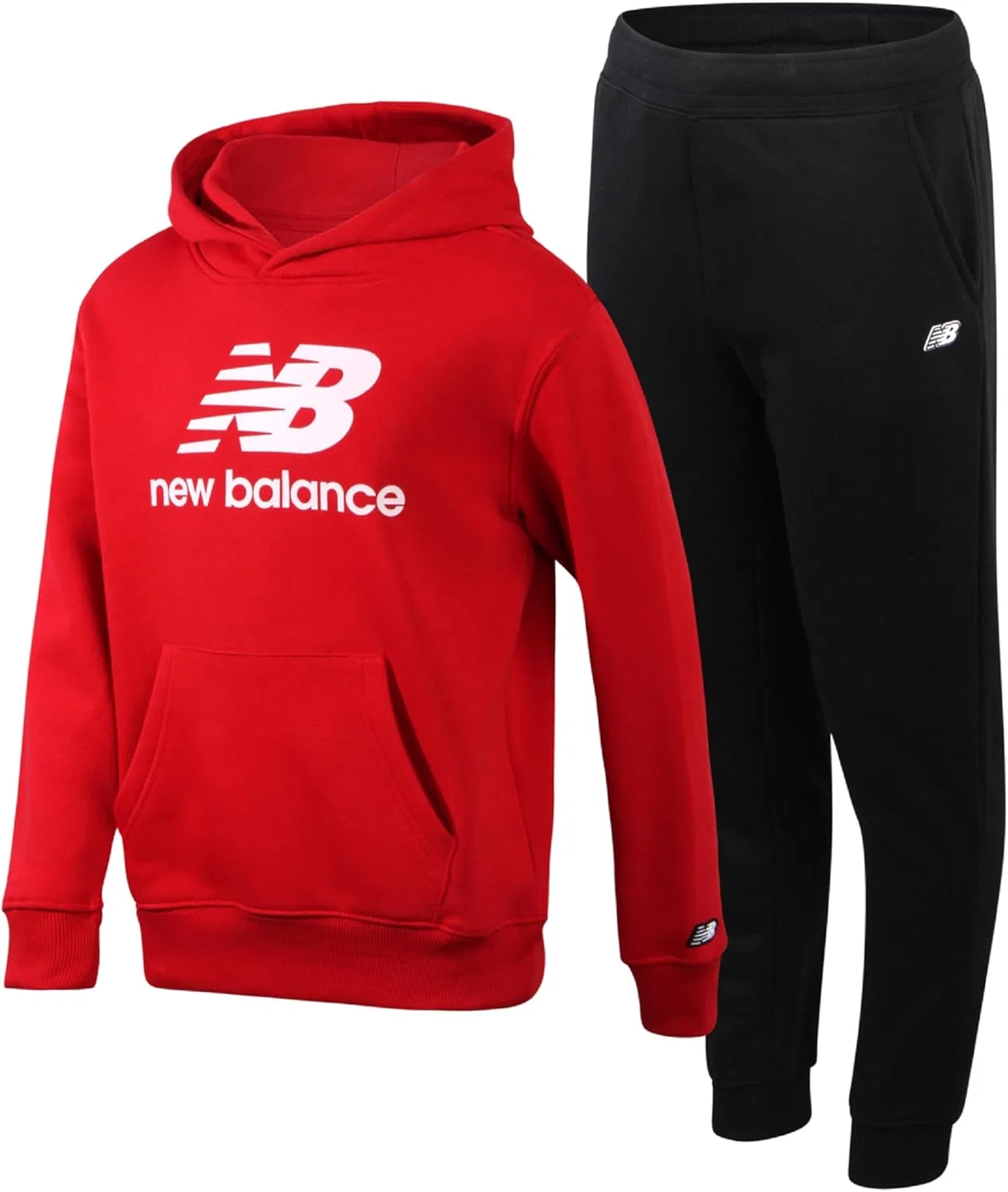 Детский спортивный костюм New Balance, 2 предмета: флисовая толстовка с капюшоном и джоггеры, цвет Red Black