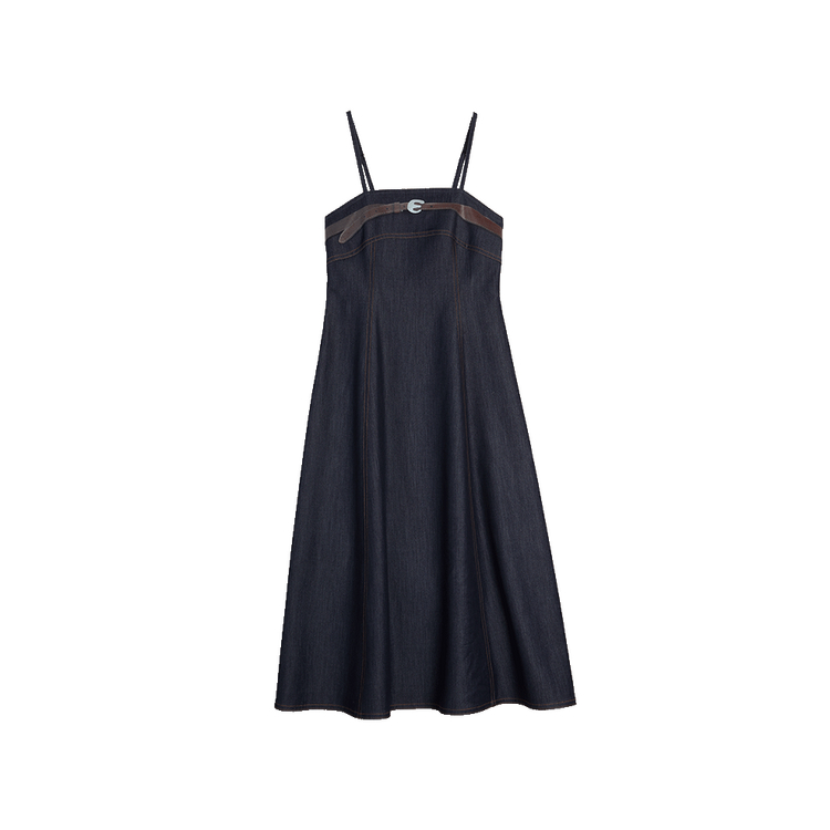 

ELLE Слип-платье Women's Denim Blue с квадратным вырезом, средней длины