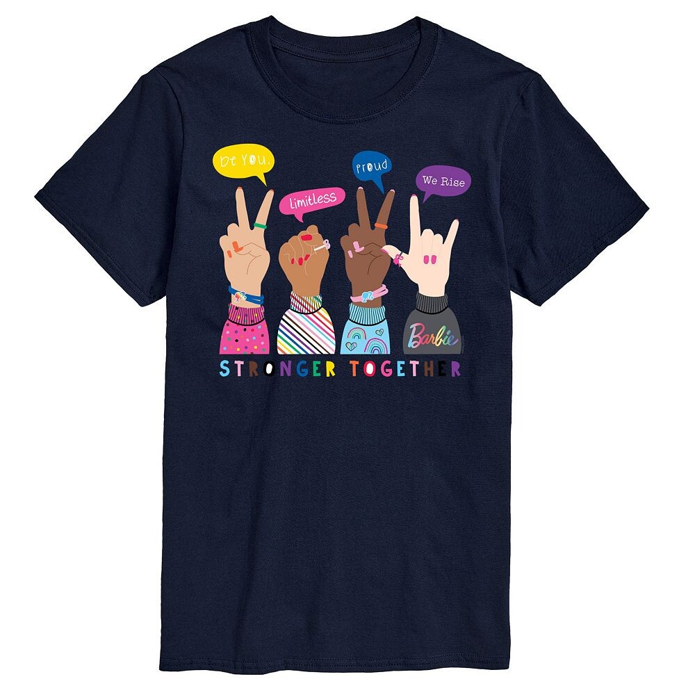 

Мужская футболка с рисунком Barbie Pride Doodle Hands Licensed Character, темно-синий