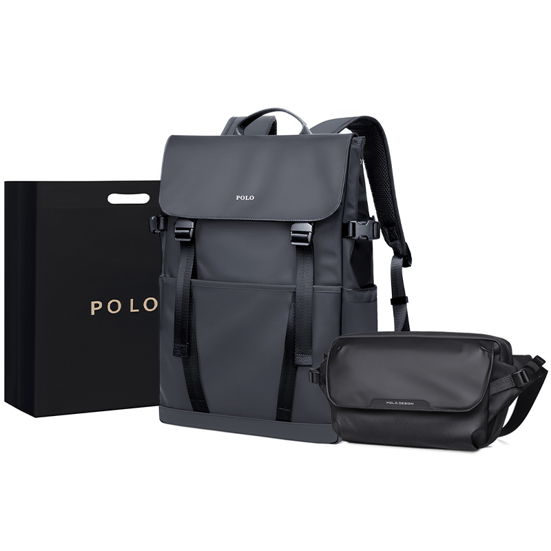 

POLO Тканевый рюкзак Tubas мужской черно-серый, Gray 2-Piece Set