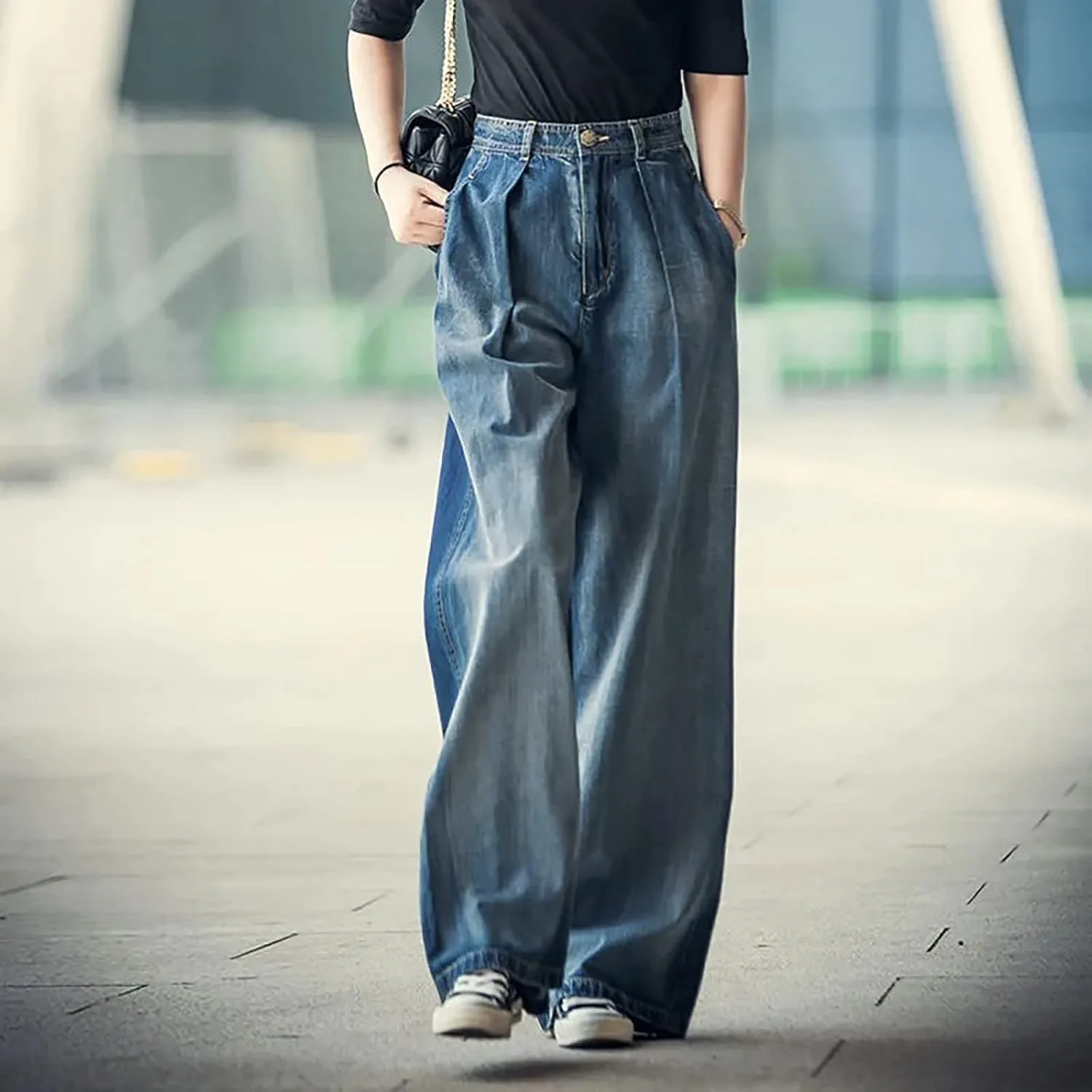 Багги джинсы для женщин loose floor denim pants — фото 3