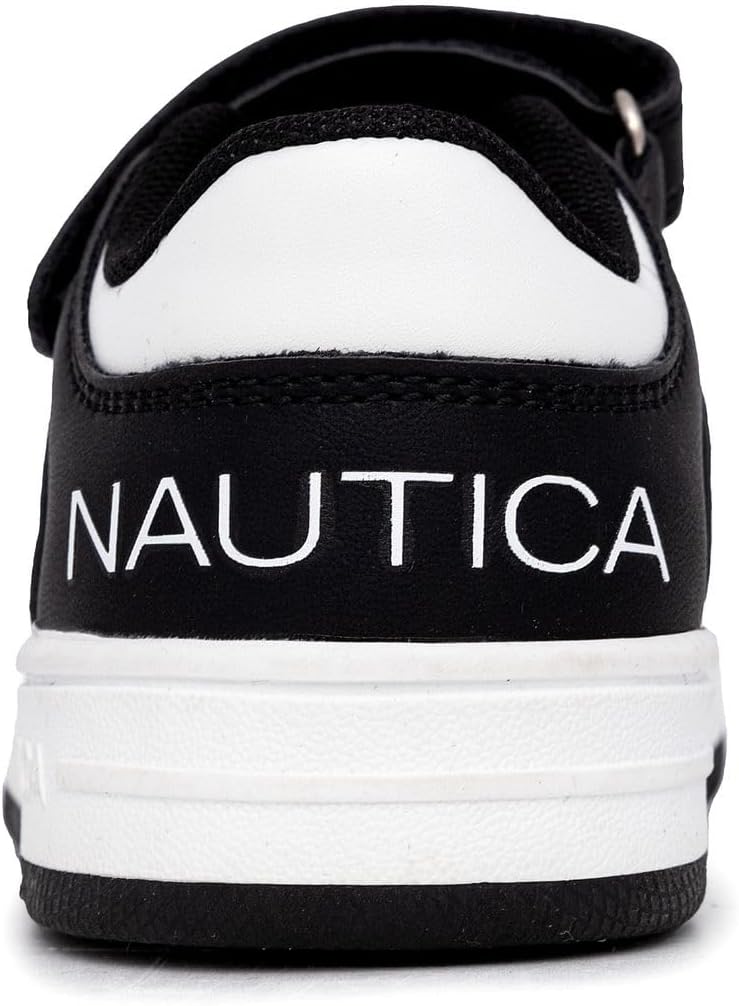 Детские кроссовки Nautica с регулируемыми ремешками, Удобные повседневные кеды для мальчиков и девочек, малышей и маленьких детей, белый/черный — фото 3