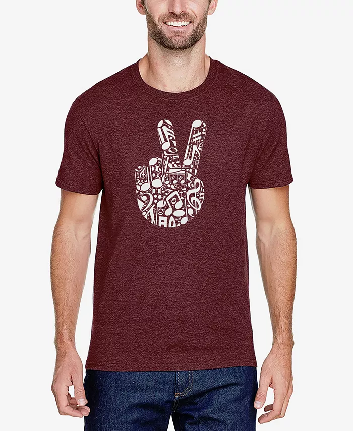 

Мужская футболка Premium Blend с принтом "Peace Finger Notes Word Art" LA Pop Art, красный