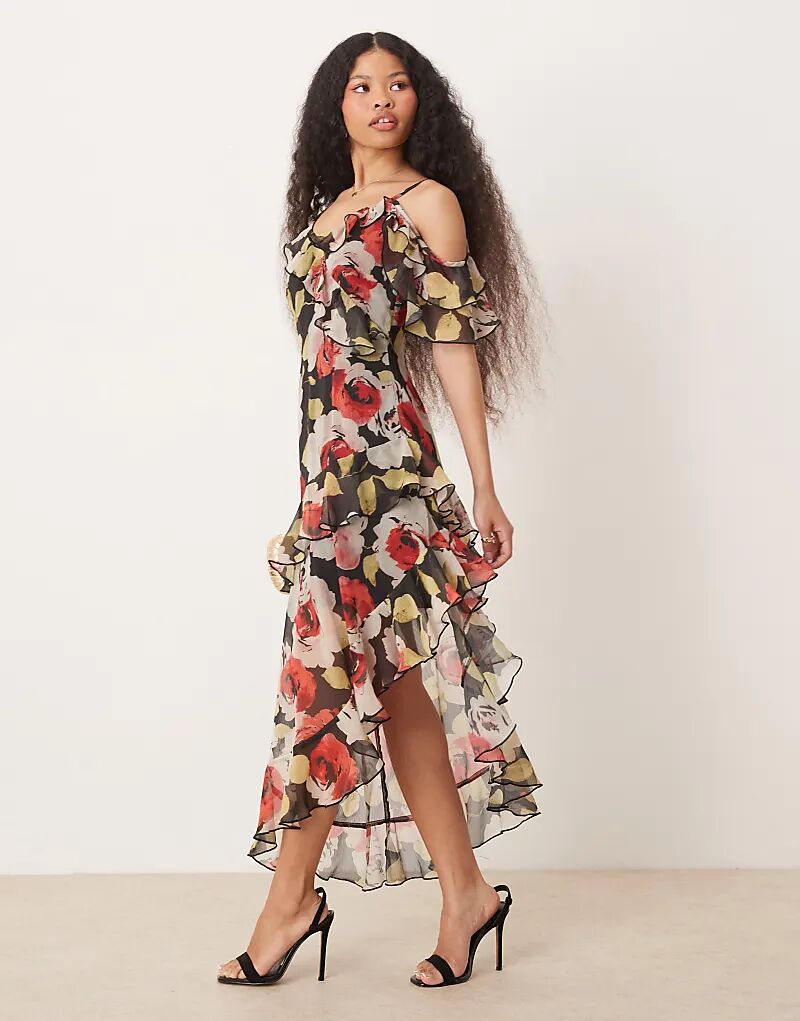 

Макси-платье с оборками и цветочным принтом Miss Selfridge