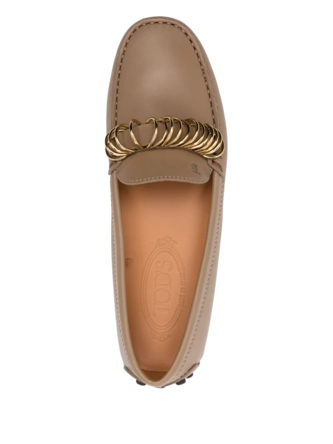 Кожаные мокасины Tod's с кольцевой фурнитурой, коричневый — фото 4