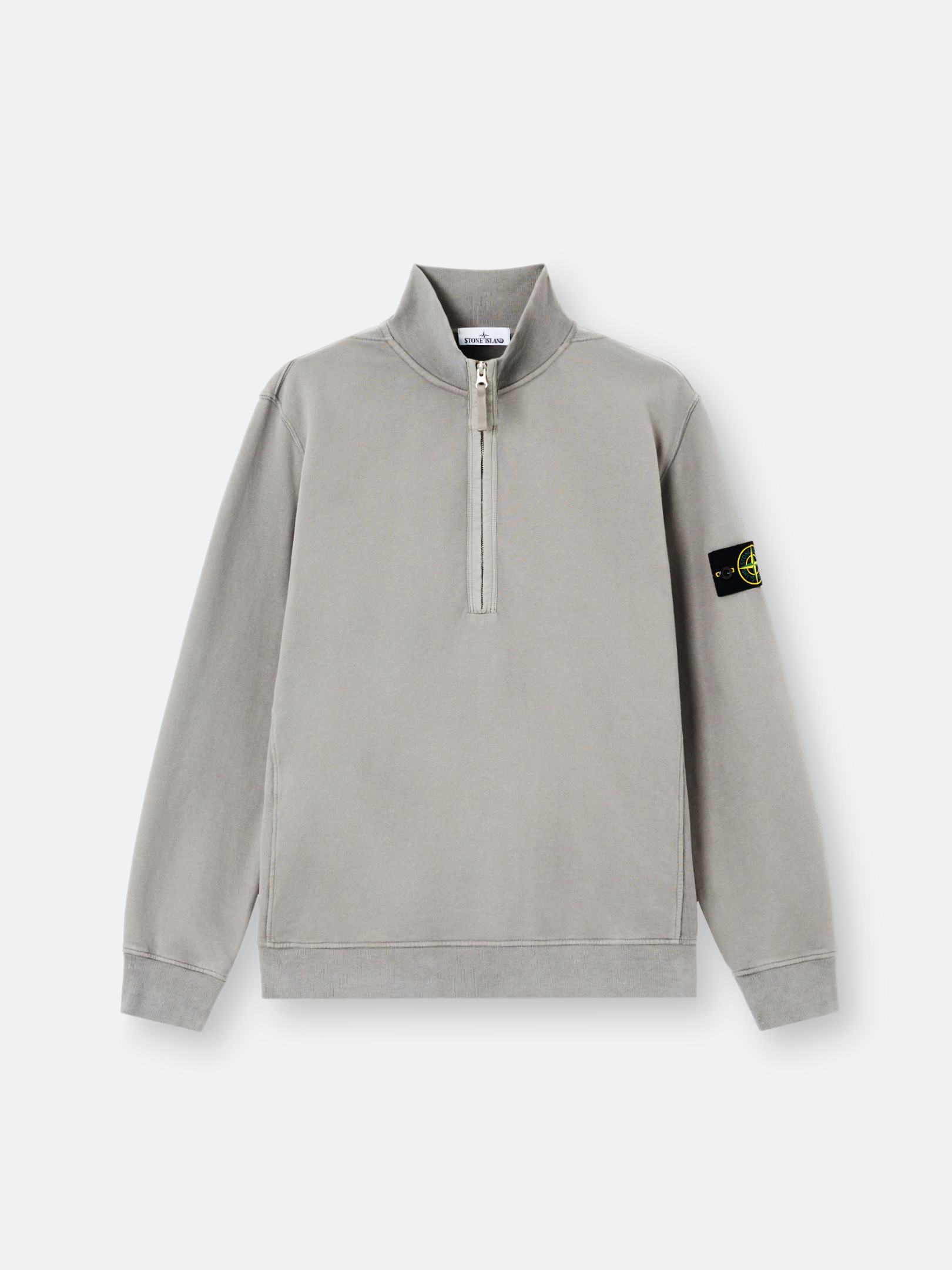 

Толстовка прямого кроя с застежкой-молнией на половину длины и ребристыми вставками Stone Island 6100068 BRUSHED ORGANIC COTTON FLEECE, Cement