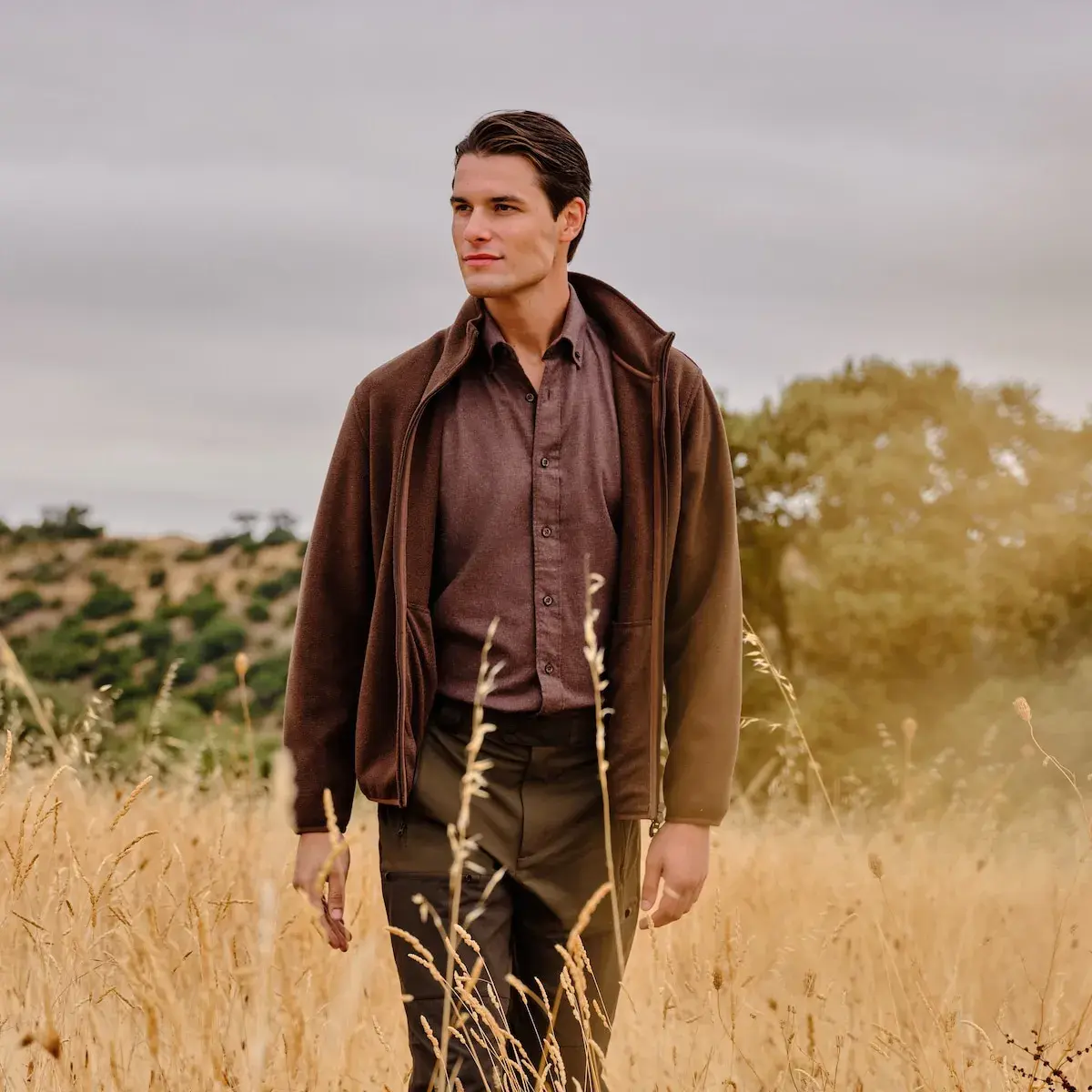 

Мужская рубашка с карманом, фланель, на пуговицах Verhunt, коричневый