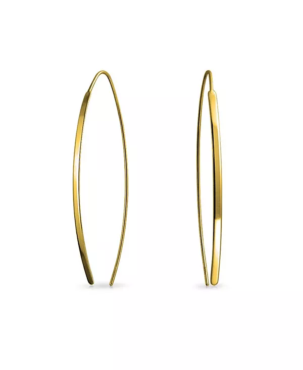 

Изящные минималистичные современные длинные тонкие линейные серьги-нити из стерлингового серебра Bling Jewelry, gold