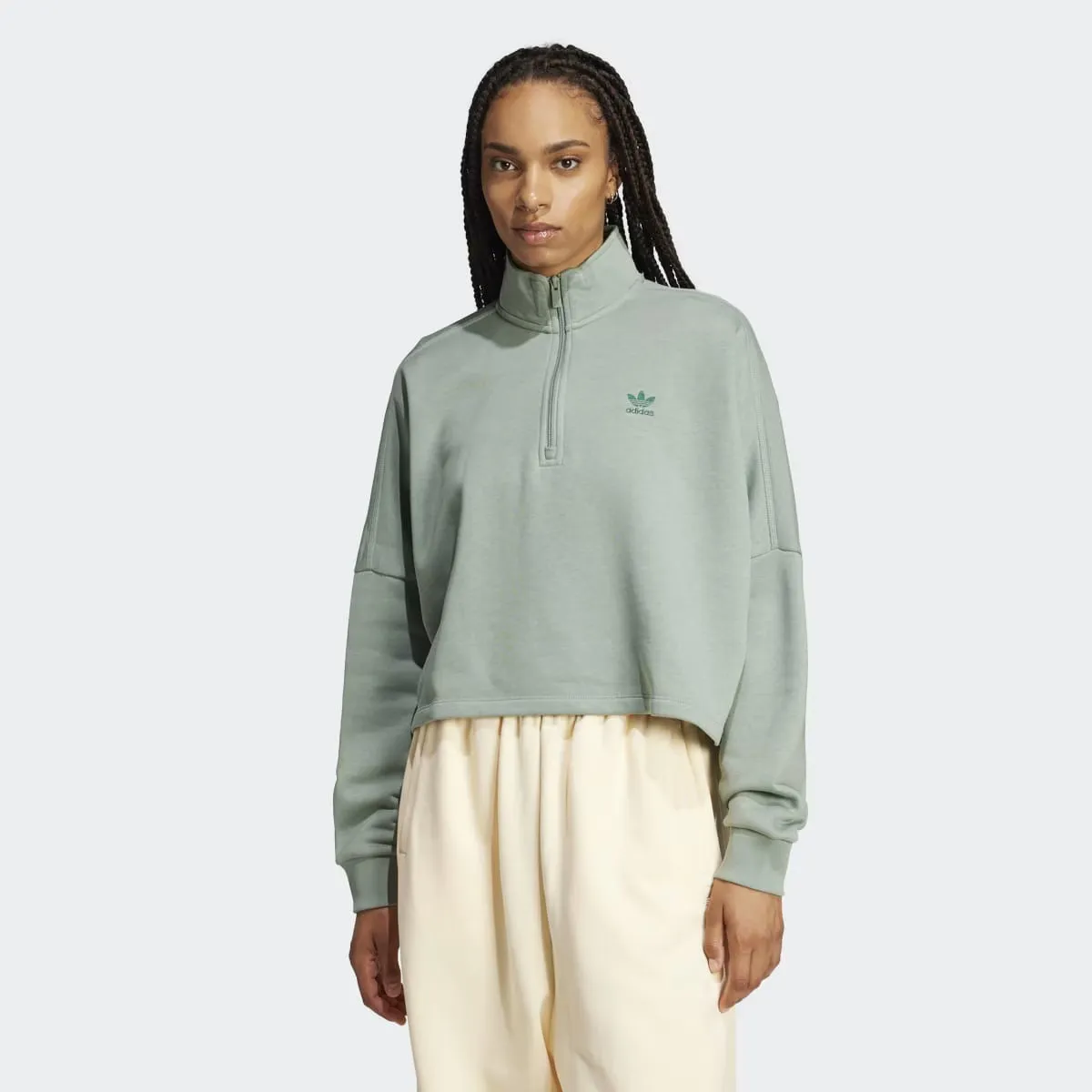 

Женские Essentials 1/2 флисовая рубашка на молнии Adidas Sweatsty, зеленый
