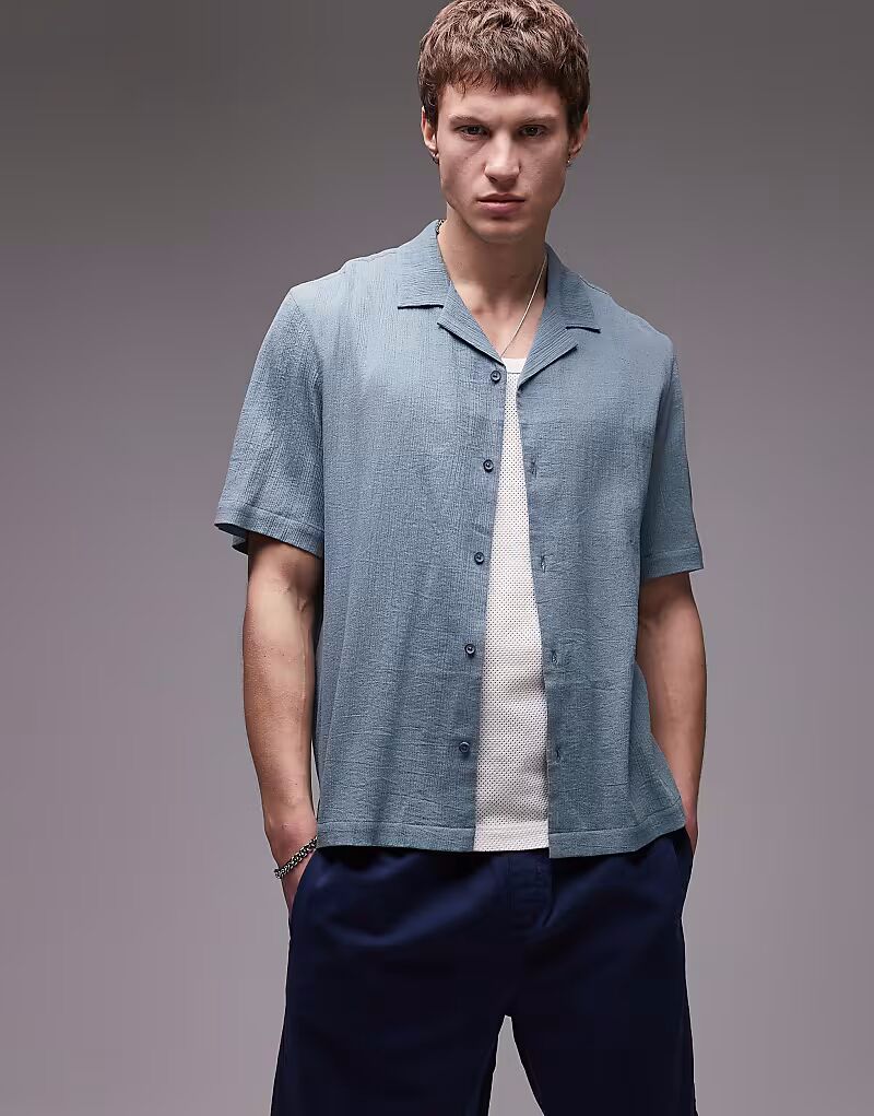 

Футболка Topman с короткими рукавами, средне-синего цвета