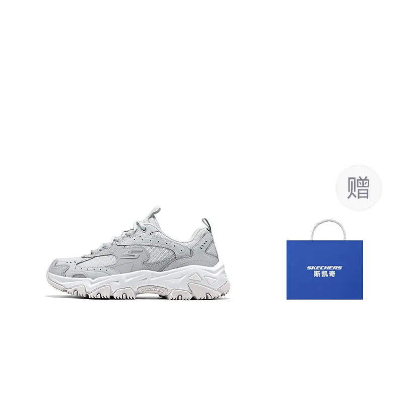 

Skechers Женские туристические ботинки D'LITES Hiker с устойчивым к истиранию верхом, низкие, серые, в комплекте с сумкой для покупок, цвет Gray+Shopping Bag