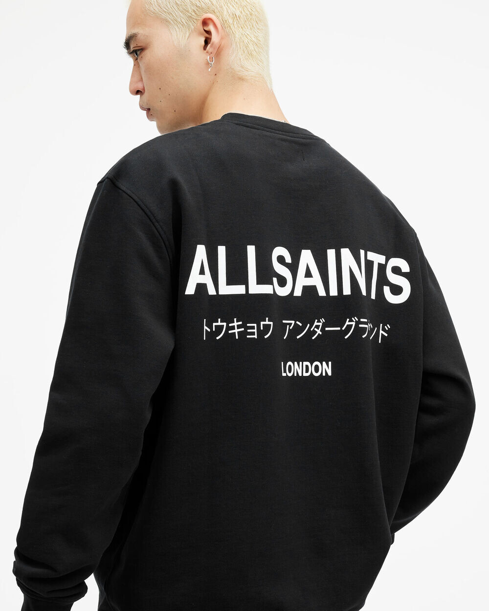 

Толстовка Oversized Crew Underground AllSaints, черный как смоль