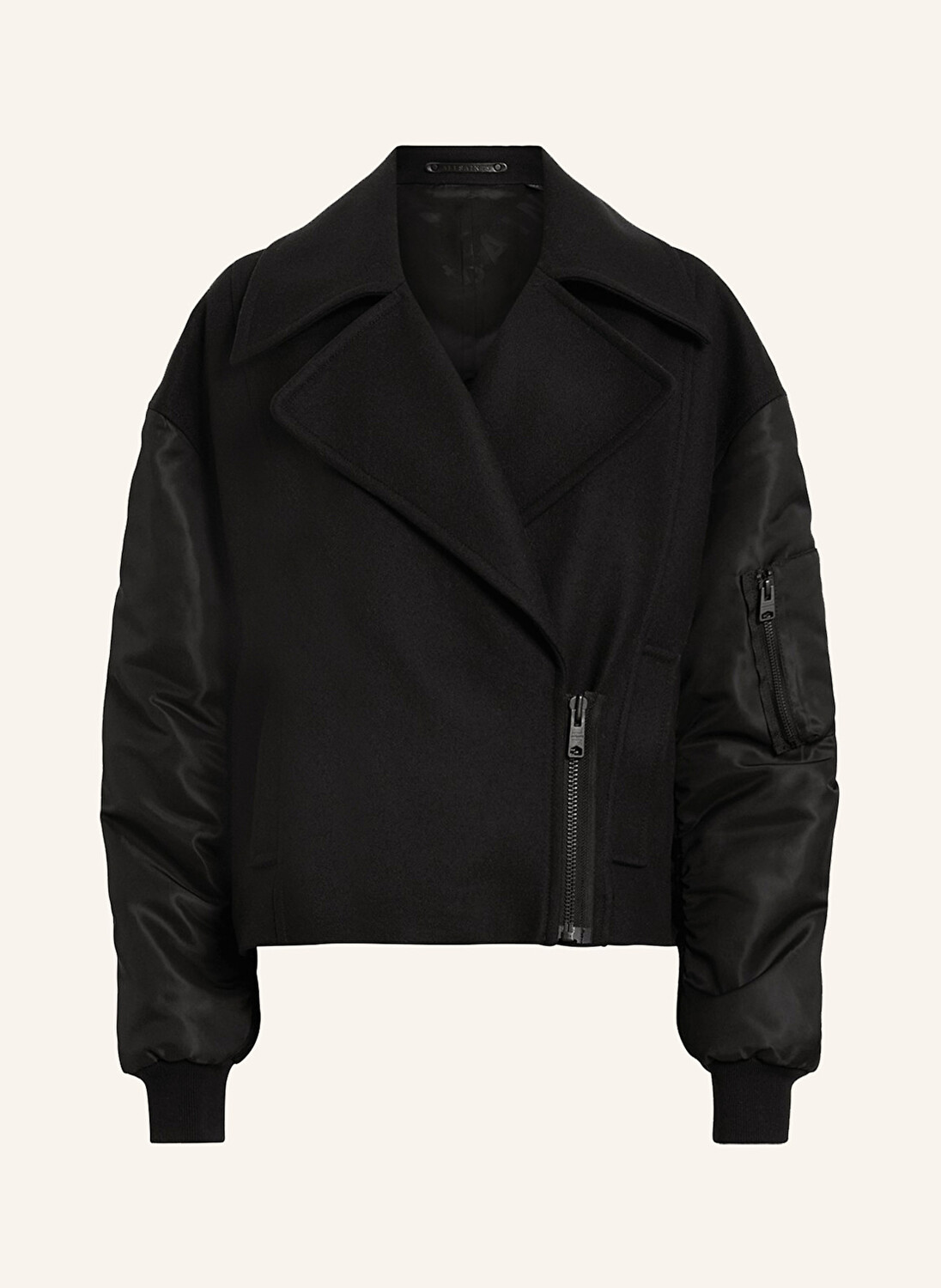 

Куртка оверсайз orla из микса материалов Allsaints, черный