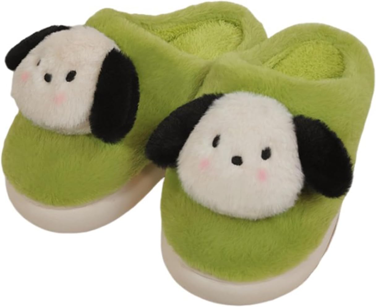 

Теплые новогодние тапочки в подарок для женщин и мужчин, с животными, тапочки с длинными ушами собаки, пушистые, милые, мультяшные, удобные плюшевые домашние туфли, прочная резиновая подошва (36-37, белые) Znel