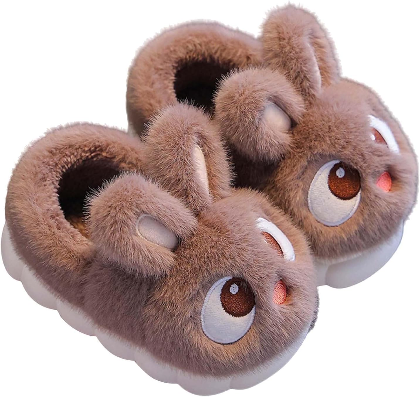 

Мягкие мультяшные тапочки с ушками кролика для малышей, с эффектом памяти, теплые, для детей, мальчиков и девочек, уютные хлопковые тапочки для дома Generic, Coffee