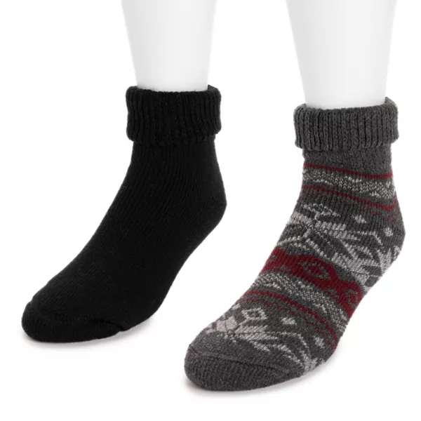 

Мужские термоноски с манжетой, 2 пары Muk Luks, цвет gray burgundy