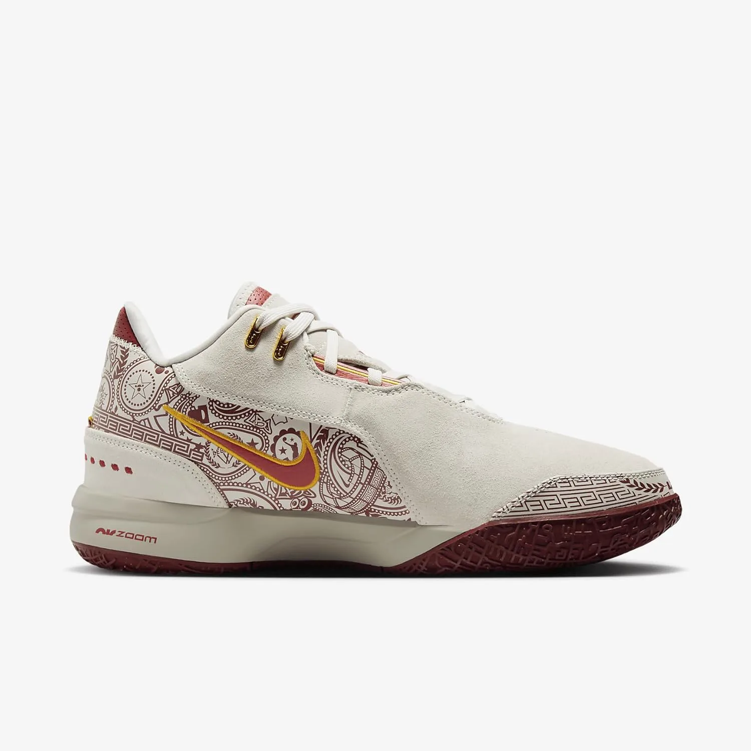Мужские баскетбольные кроссовки Nike Lebron NXXT Gen AMPD, золотистый/багровый — фото 3