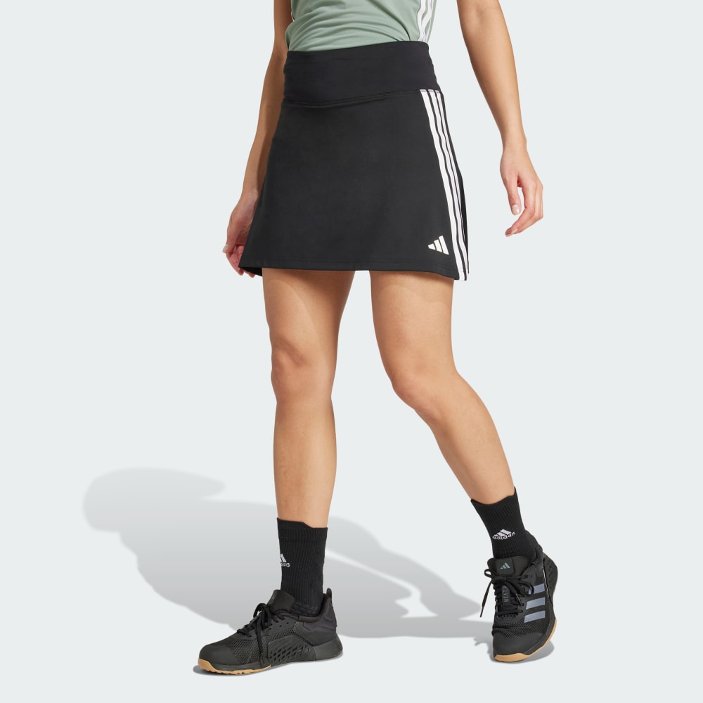 

Юбка Adidas Train Essentials 3-Stripes Workout Skort, черный/белый