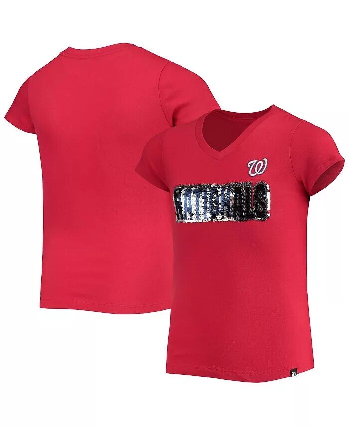 

Футболка Big Girls Red Washington Nationals Flip Sequin Team New Era