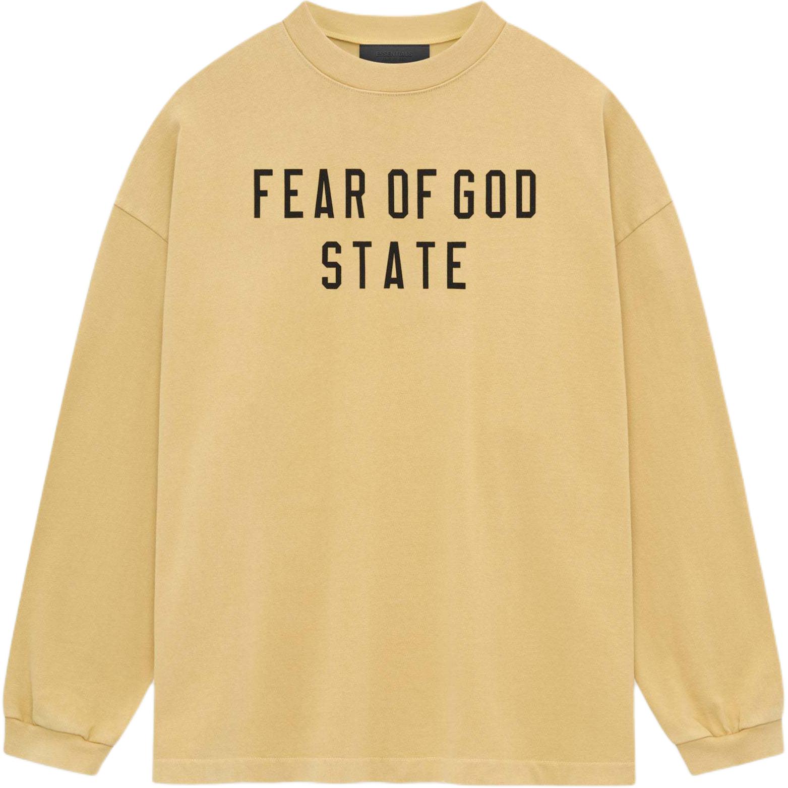 Тяжёлая футболка с длинным рукавом Fear Of God Essentials, цвет янтарное золото/янтарь — фото 2