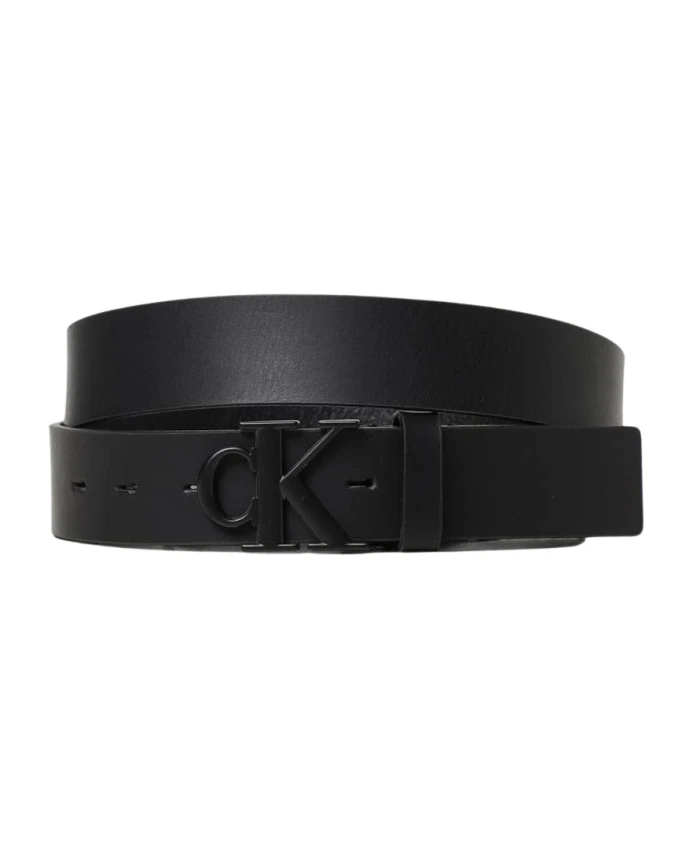 

Кожаный ремень с пряжкой с логотипом, элегантный черный. Calvin Klein, черный