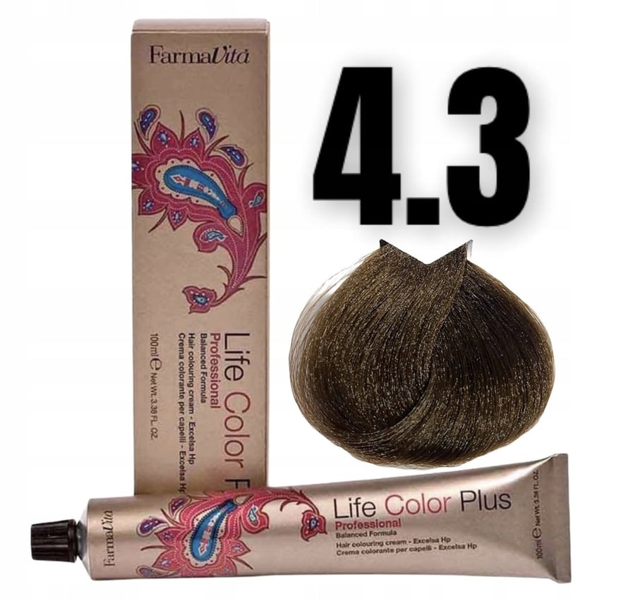 Перманентная краска Life Color Plus Farmavita - Золотисто-коричневый - 4.3 Inna marka — фото 2