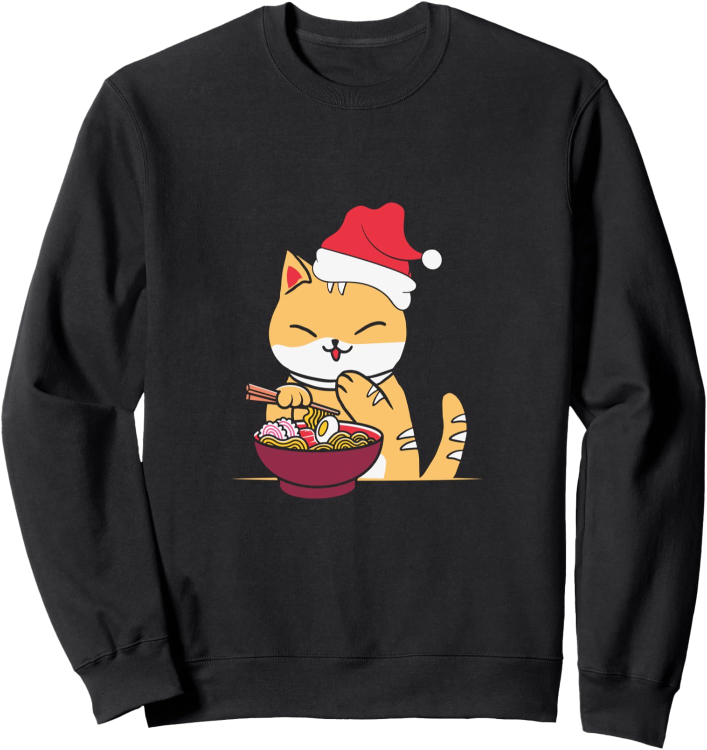 

Рамен Рождество Аниме Кот Каваи Аниме Любительница Толстовка Ramen Christmas Anime Cat, черный