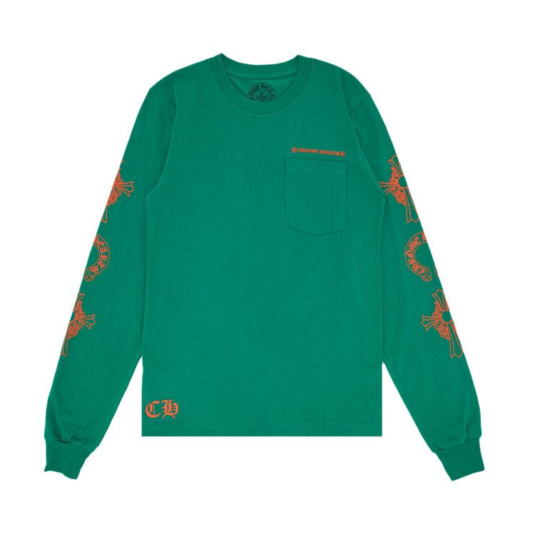 

Лонгслив Chrome Hearts Horseshoe Cross Logo Long-Sleve, Green/Orange