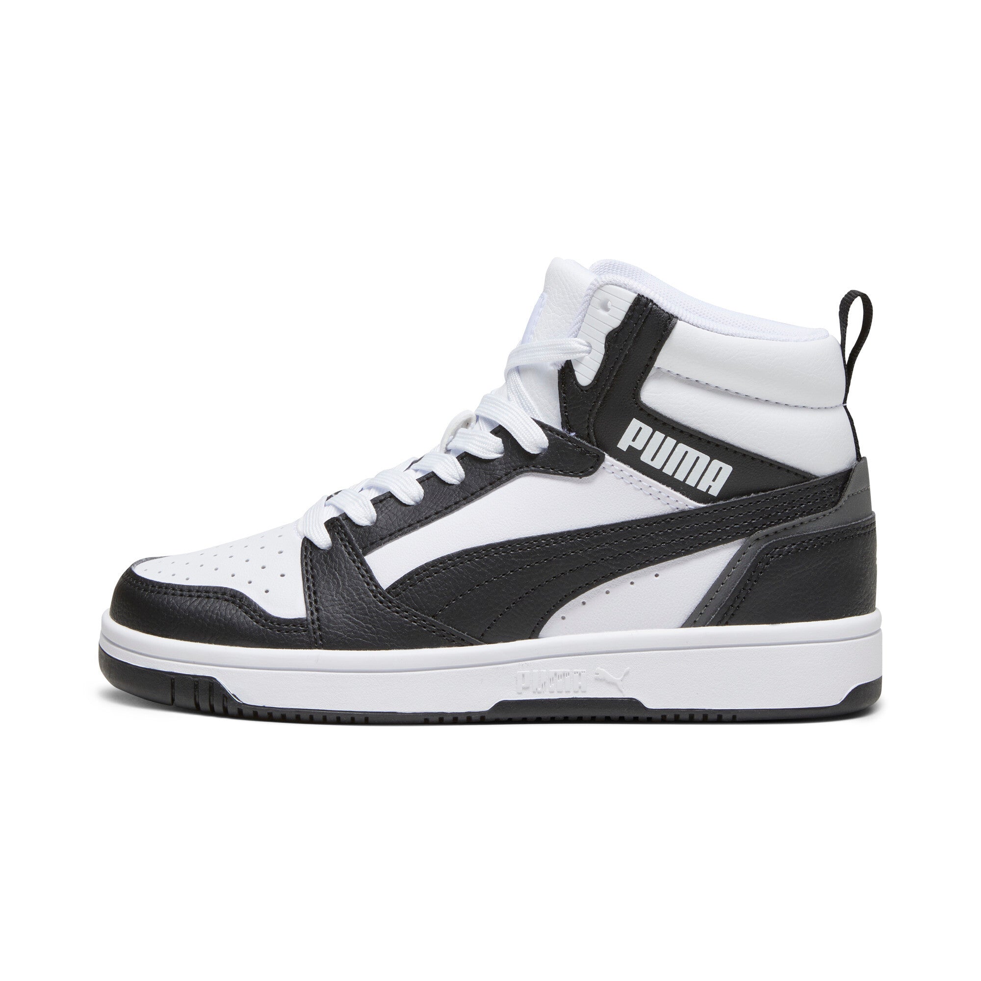 

Кроссовки PUMA Big Kids Rebound V6 Mid, цвет white/black/shadow gray