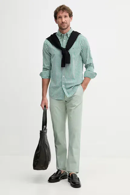 Рубашка мужская в клетку Regular Fit Tommy Hilfiger, зеленый — фото 2