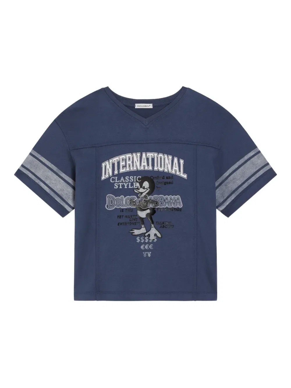 Футболка с отделкой в полоску Dolce & Gabbana Kids, синий