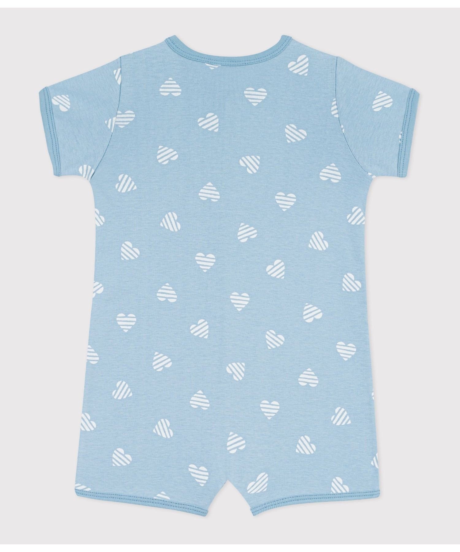 Короткий комбинезон с принтом в виде сердечек Petit Bateau, Light green/off-white — фото 2