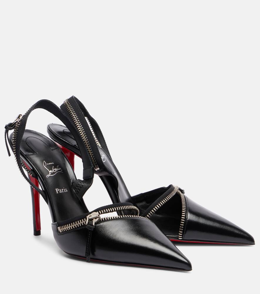 Slingyzip 100 кожаные лодочки на ремешке Christian Louboutin, Black/Lin Black