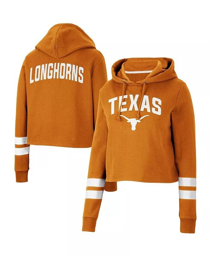 

Женский укороченный пуловер с капюшоном в полоску Texas Longhorns Texas Orange Colosseum