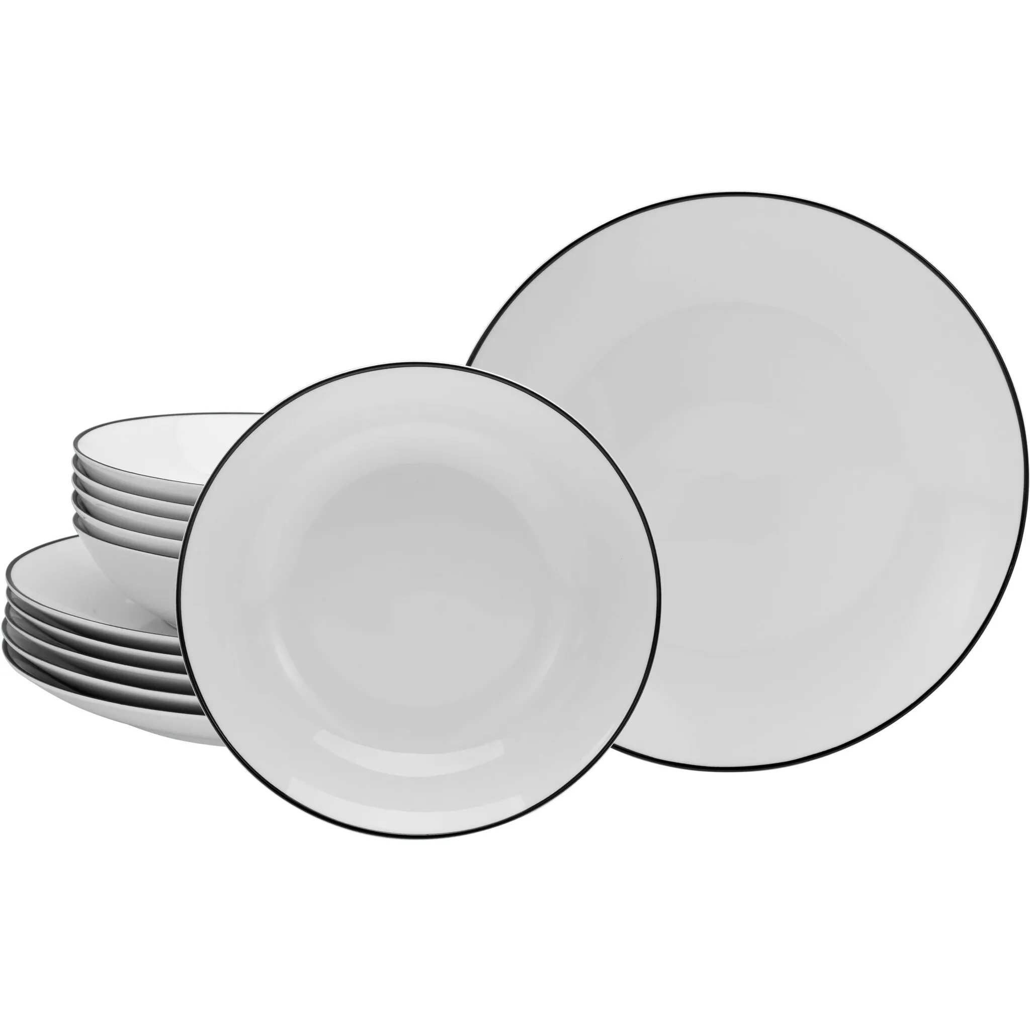 

Сервиз столовый CreaTable «Luna Black Line», (набор, 12 предметов), декорирование строчкой, ручная роспись, белый