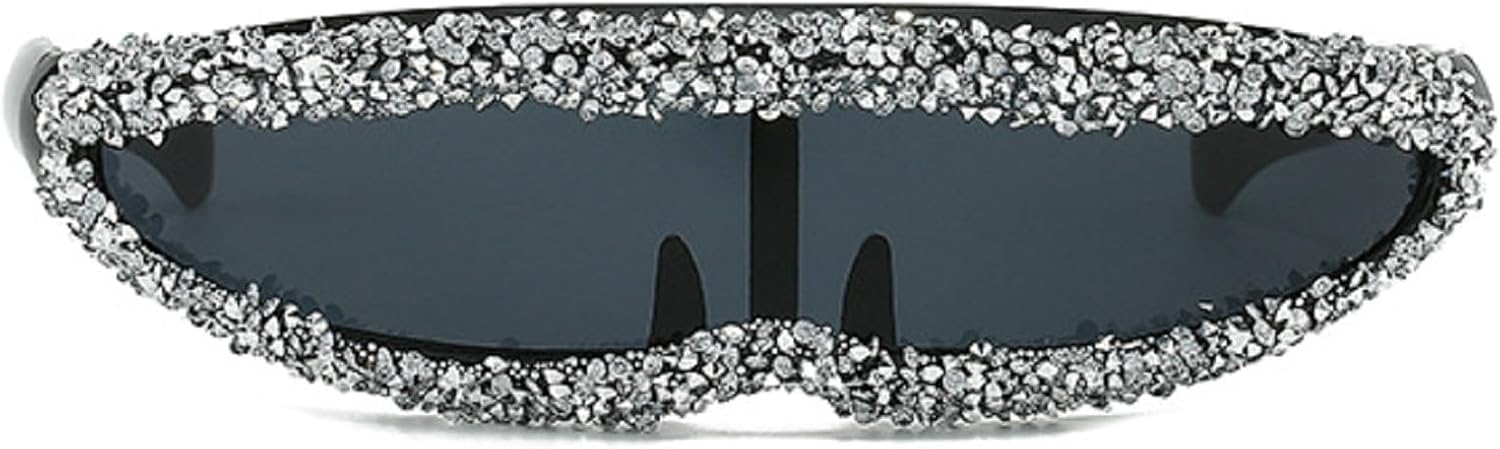 

Солнцезащитные очки со стразами для женщин, цельные солнцезащитные очки, солнцезащитные очки с бриллиантами для мужчин, модные очки в стиле ретро-панк 2000-х и 90-х годов mincl, Black