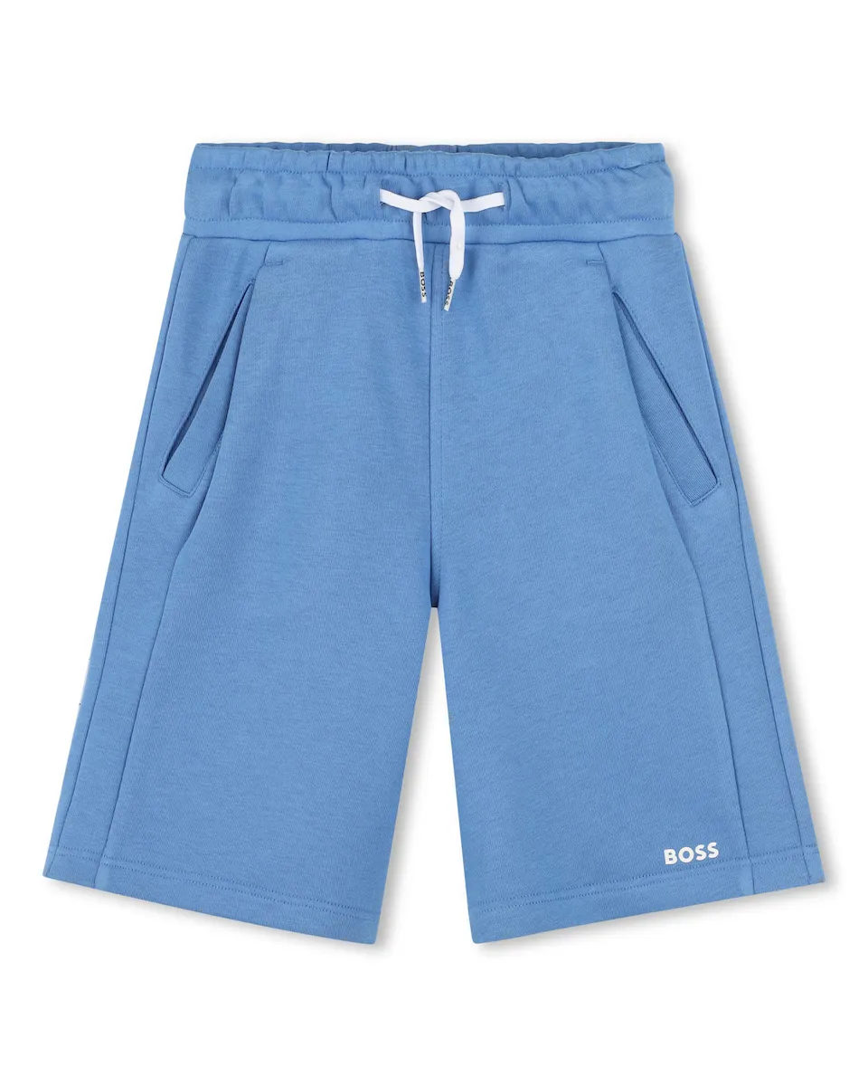 

Однотонные мужские шорты-бермуды на шнурке BOSS Kidswear, голубой