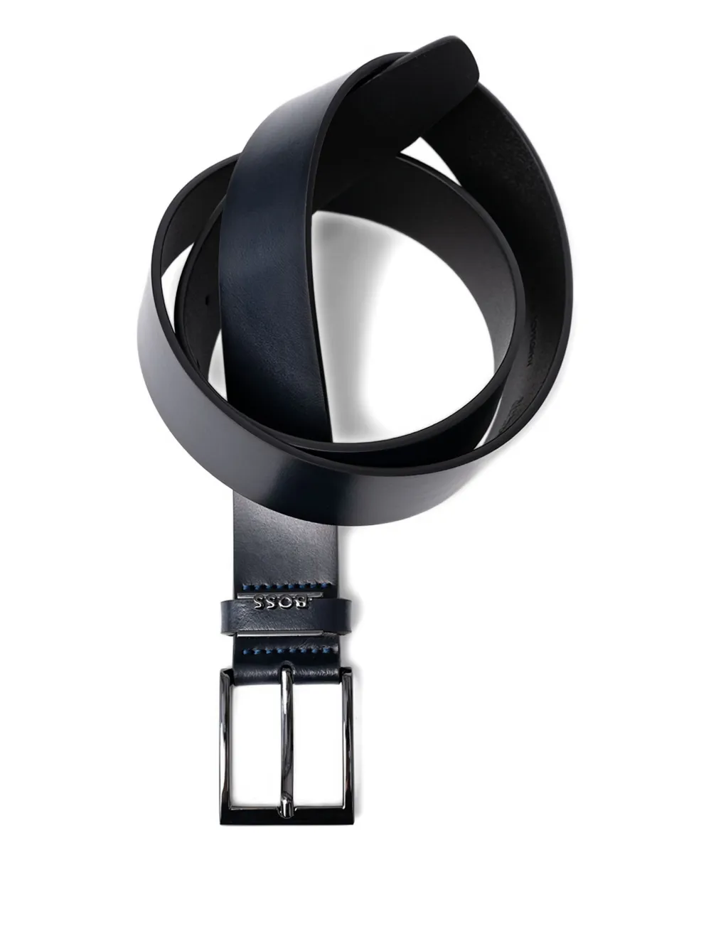 

Кожаный ремень с квадратной пряжкой Boss, синий