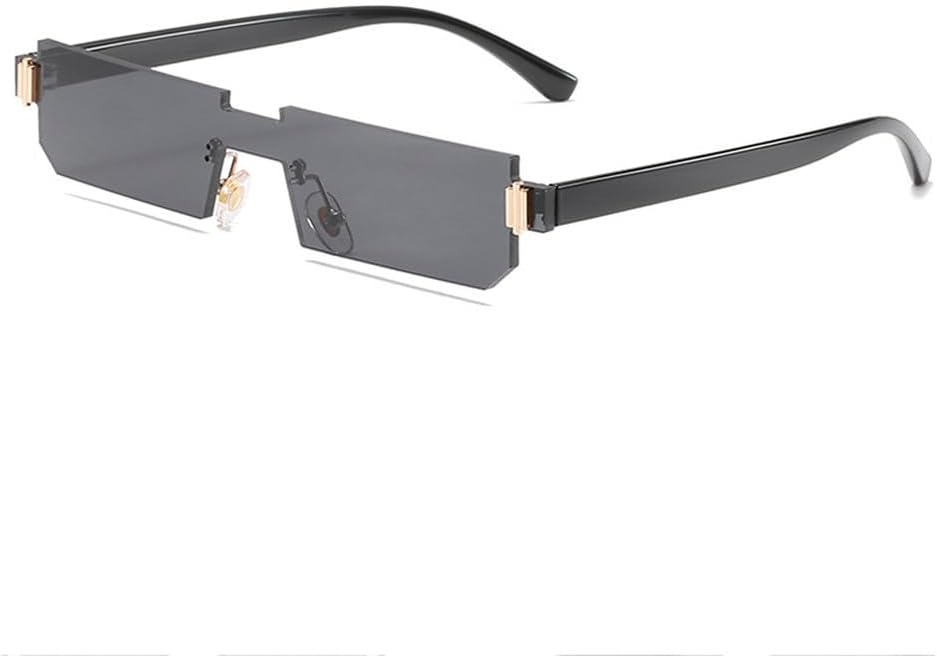 

Солнцезащитные очки без оправы для женщин и мужчин, модные, трендовые, роскошные, цельные, в маленькой оправе, для активного отдыха и путешествий, с защитой от УФ-излучения UV400 TKKTLLT, Black Gray