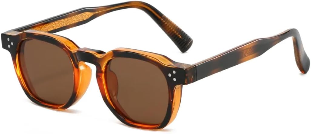 

Ретро-солнцезащитные очки в квадратной оправе под черепаховую панцирь для женщин, персонализированная оправа контрастного цвета, модные солнцезащитные очки для мужчин с защитой от УФ-излучения UV400 TVTBBVV, Black Grey Tea