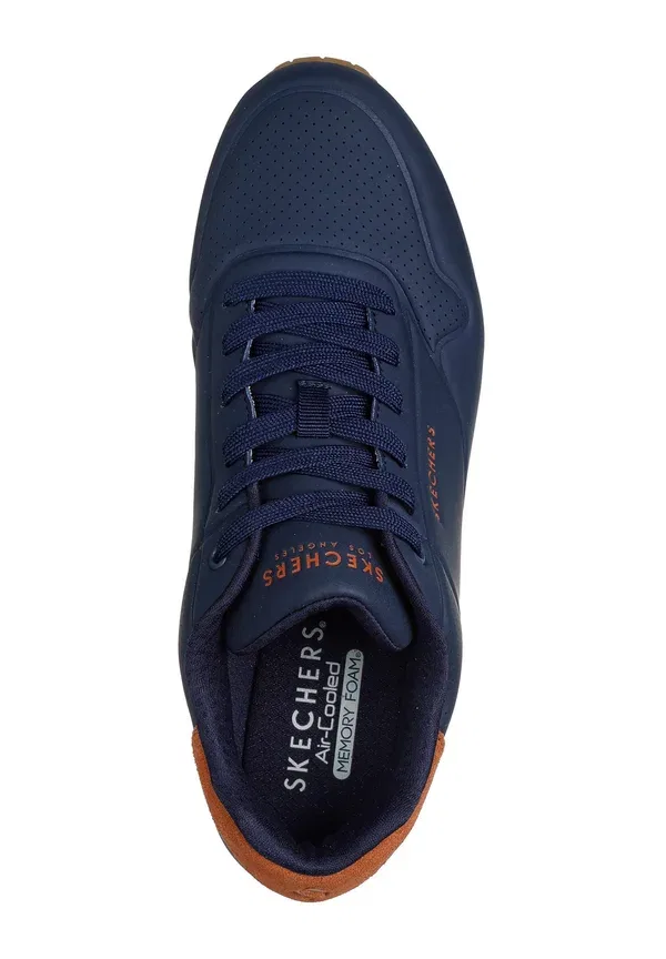 Кроссовки Skechers Uno, цвет темно-синий дурабак / каштановая замша / сетчатая отделка — фото 3