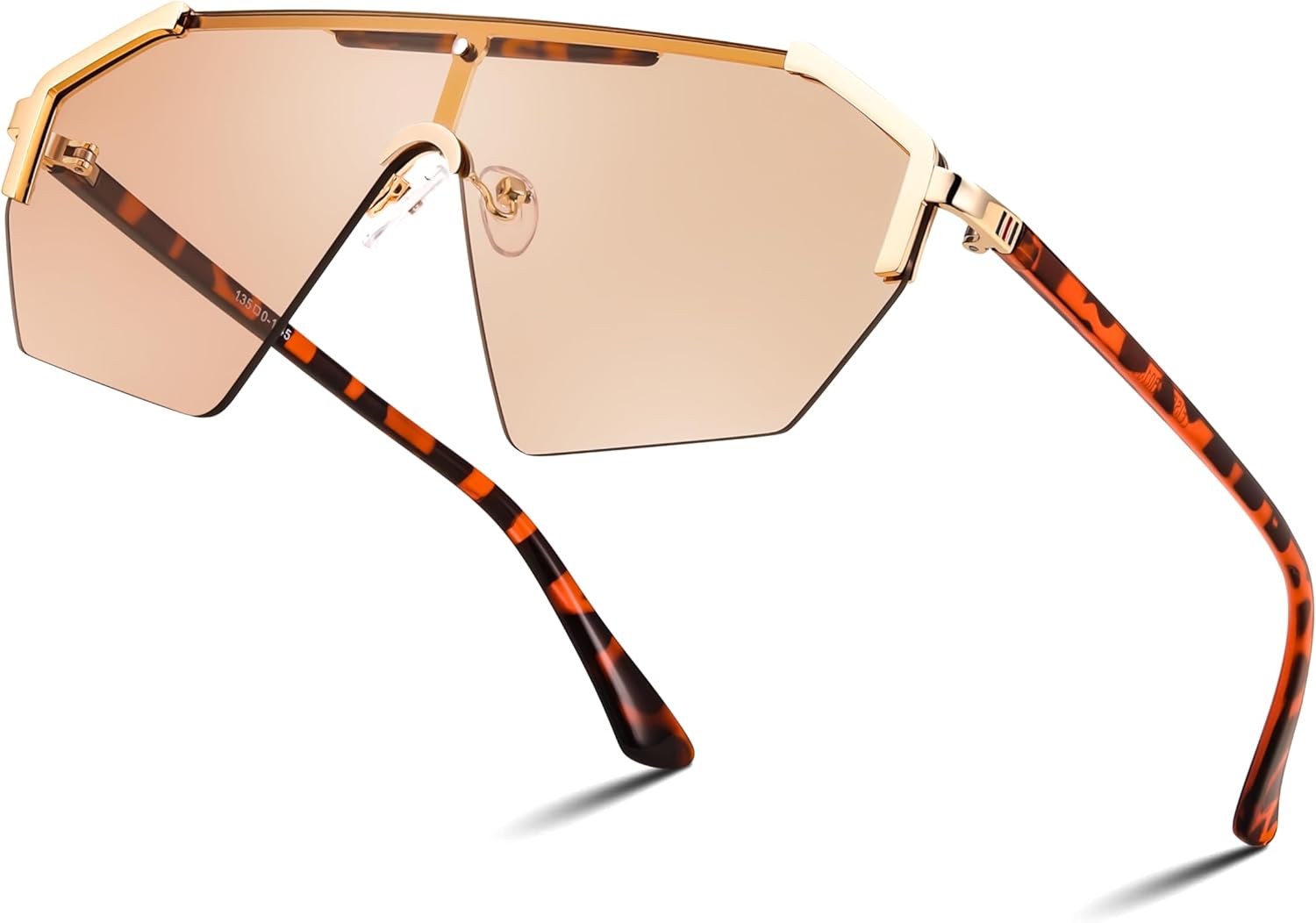 

FEISEDY Модные плоские цельные солнцезащитные очки большого размера без оправы, нестандартной формы, стильный ретро-дизайн, для женщин и мужчин, B0153, 03 Champagne Pink