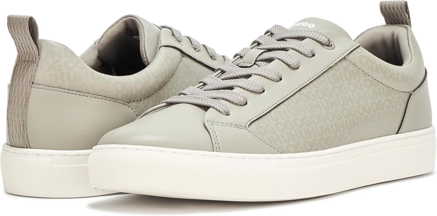 Кроссовки Hugo Mens Morrie с низким профилем, из кожи, дружелюбный стиль, серый — фото 3