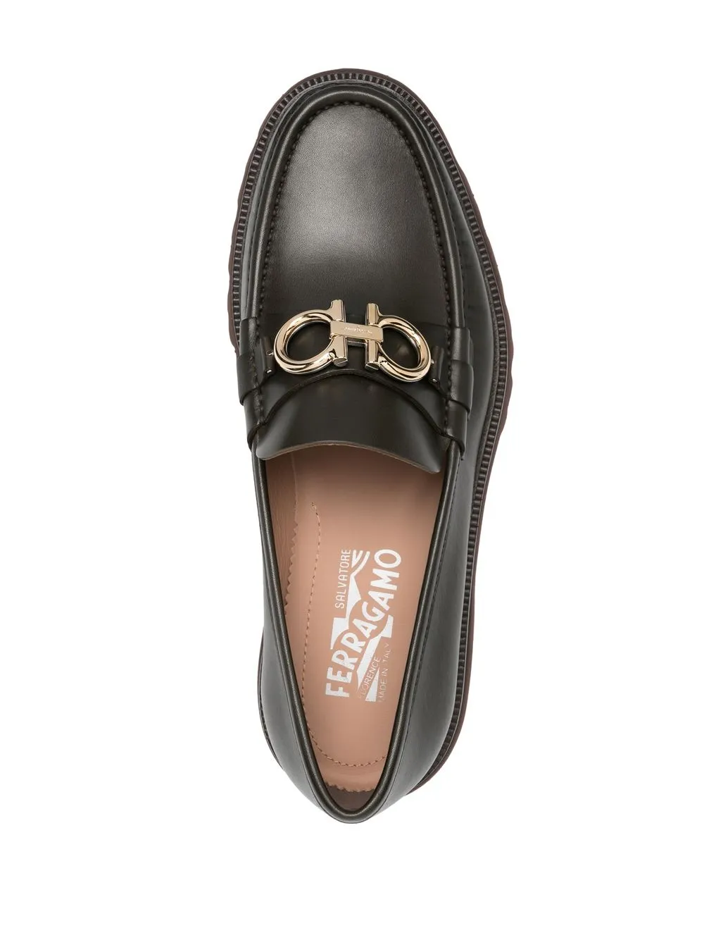 Лоферы с декором Gancini Ferragamo, коричневый — фото 4