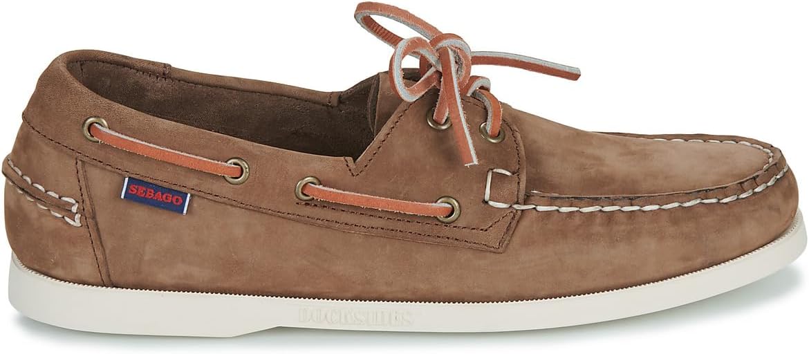 Мокасины Sebago Portland Nubuck - ручная работа, с кожаной подкладкой, с резиновой подошвой с протектором, не оставляющей следов и не скользящей, темно-коричневый — фото 3