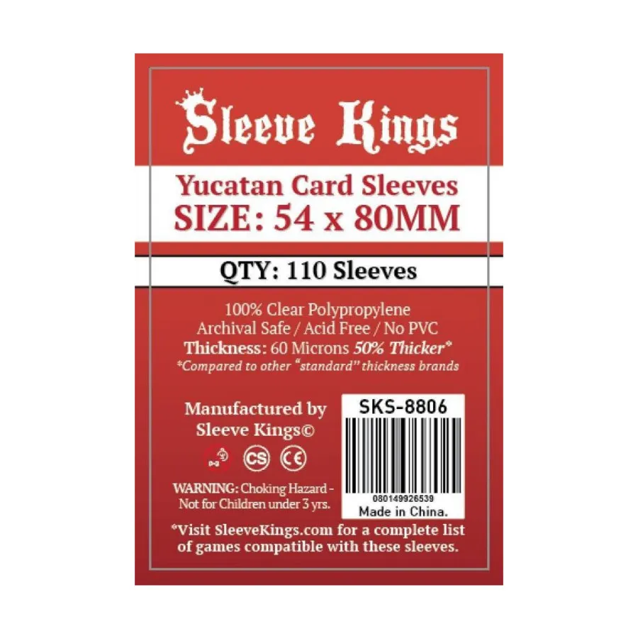 

54x80 мм — конверты для карт «Юкатан» (110), Card Sleeves (Sleeve Kings)