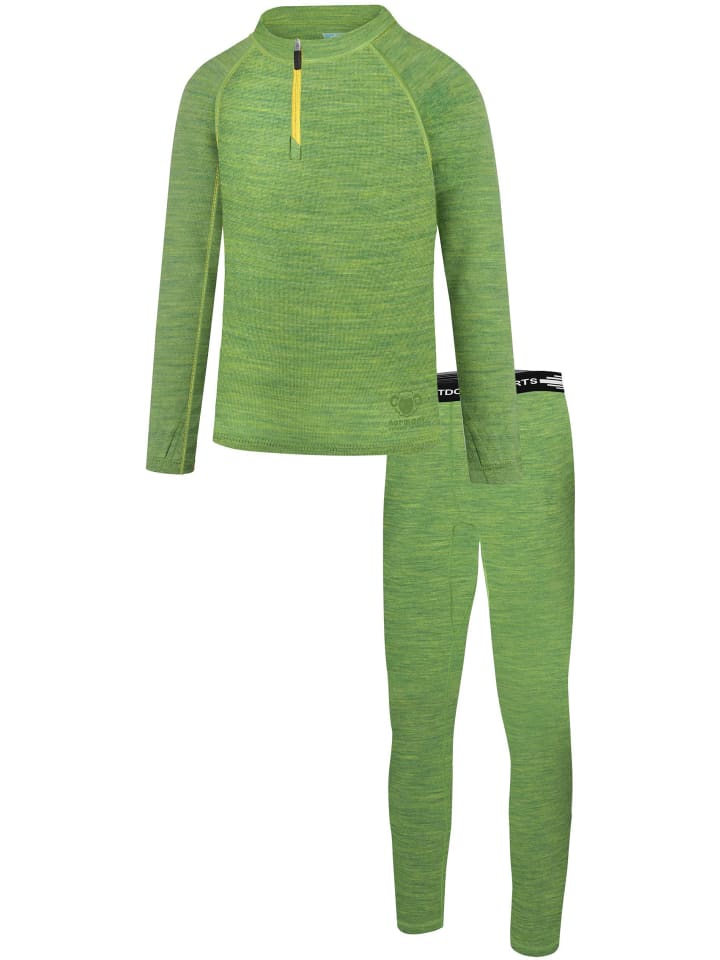 Normani Outdoor Sports Топ из мериносовой шерсти «Ньяпари» и брюки из мериносовой шерсти «Маккей» зеленого цвета — фото 3